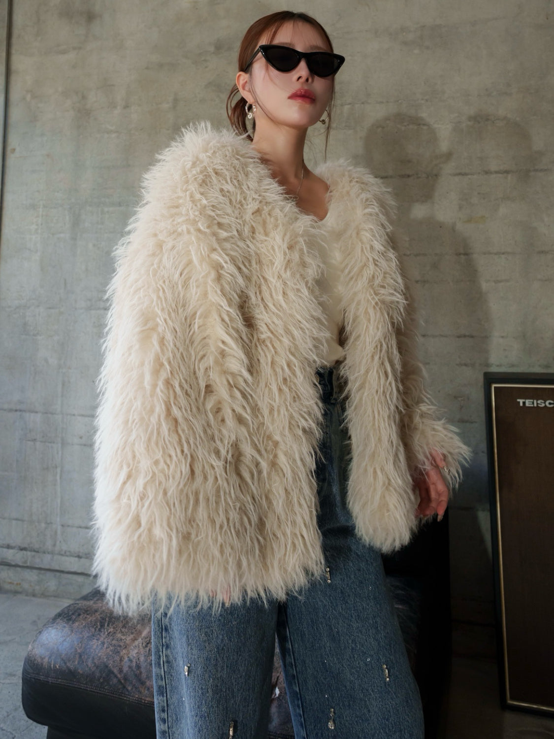 ノーカラー チベット Fur コート