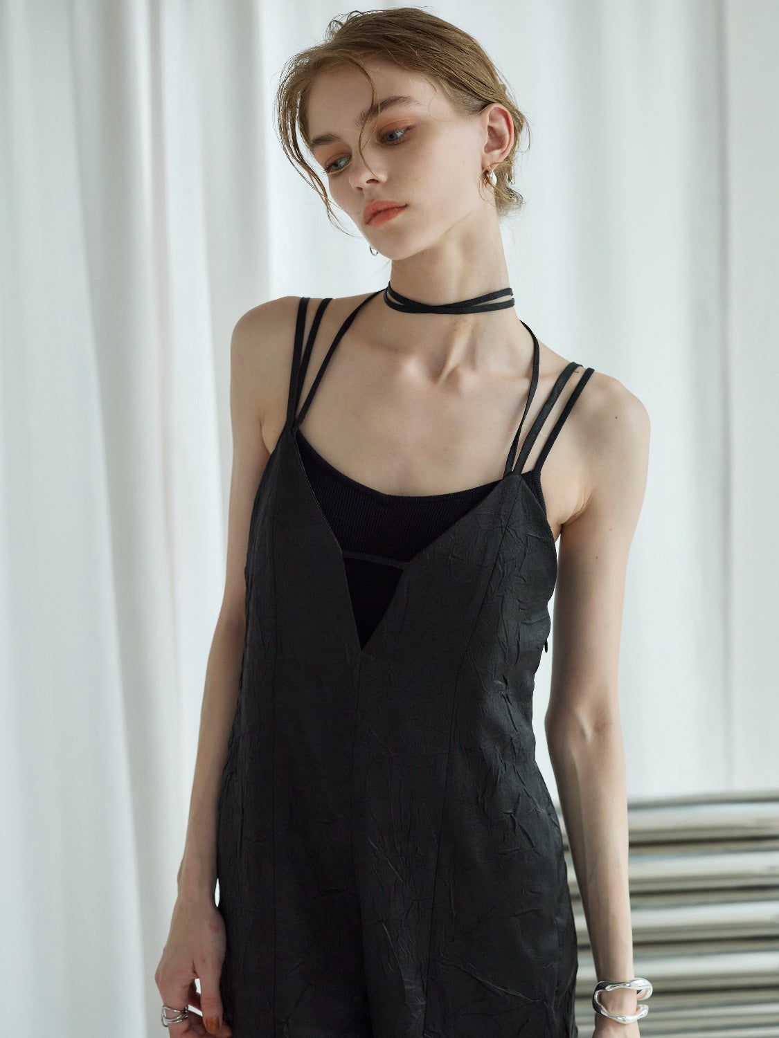 Glossy Washer Satin Romper