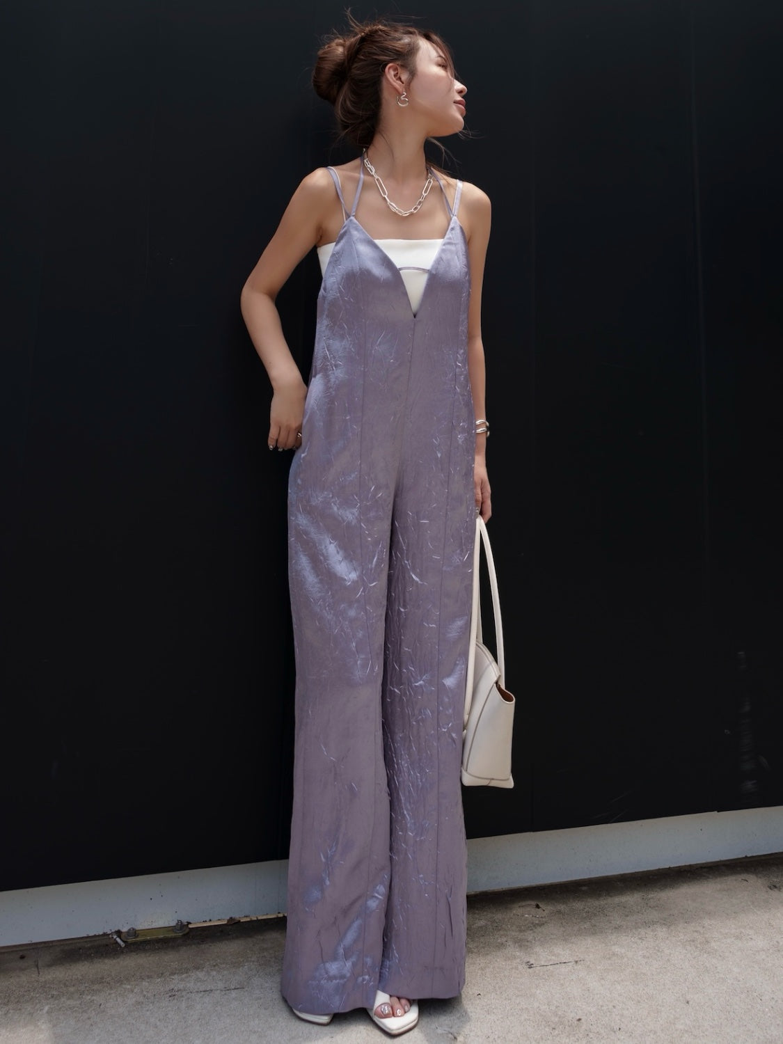 Glossy Washer Satin Romper