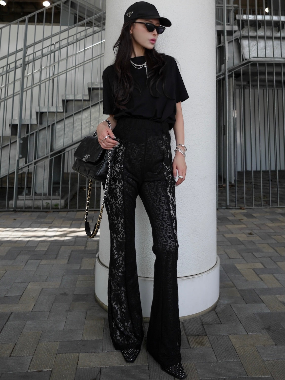 Stretch レース フレアパンツ