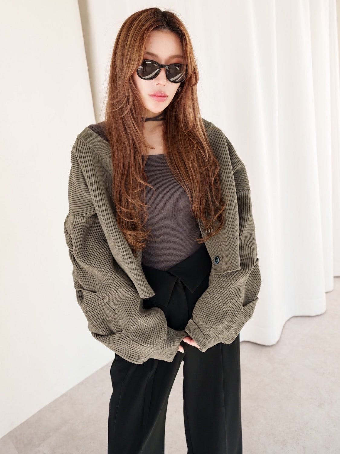 2way sleeve design cardigan