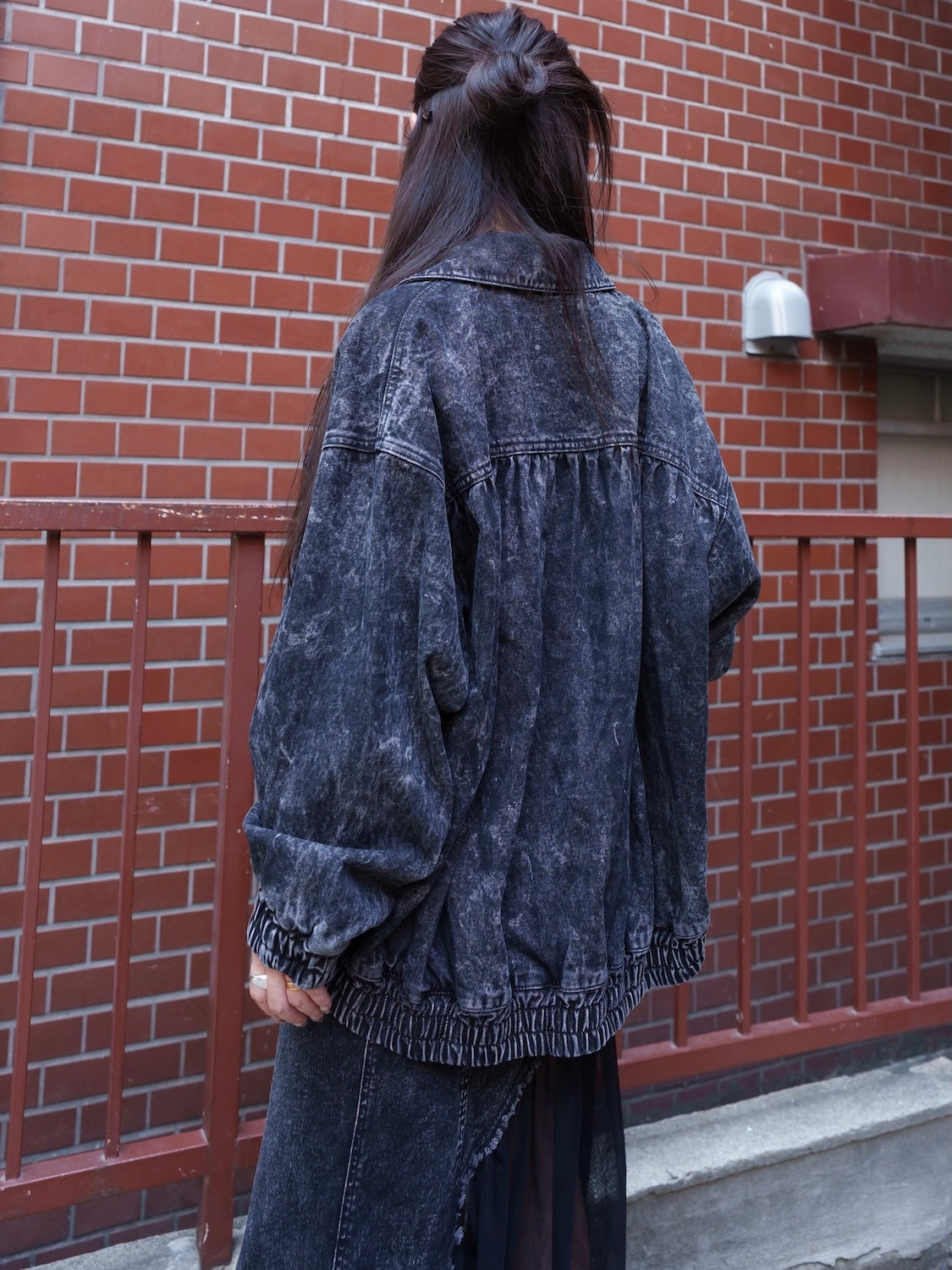 Washed ギャザー DENIM ジャケット