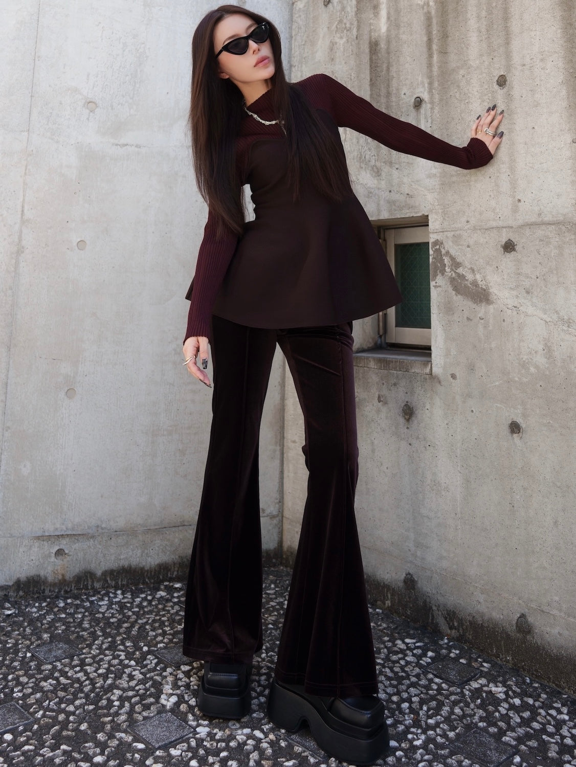 Relax フレア ベロアパンツ