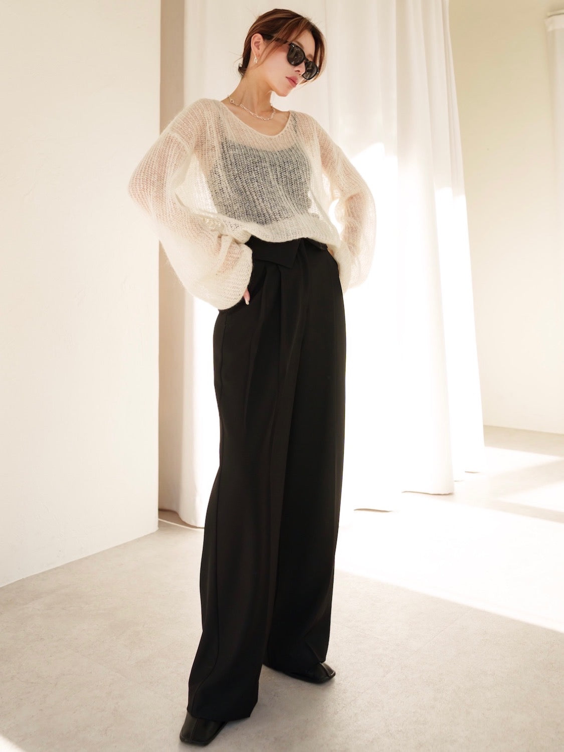 Design Waist Wide Pants