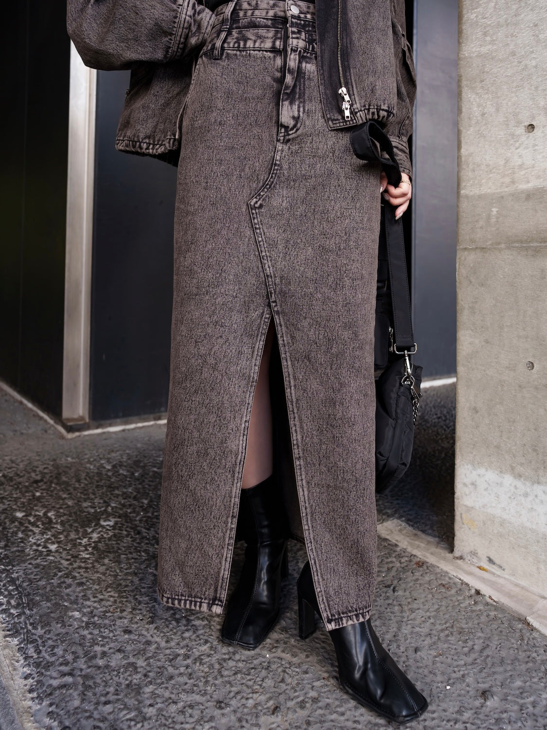 Eco-leather スクエア ショートブーツ