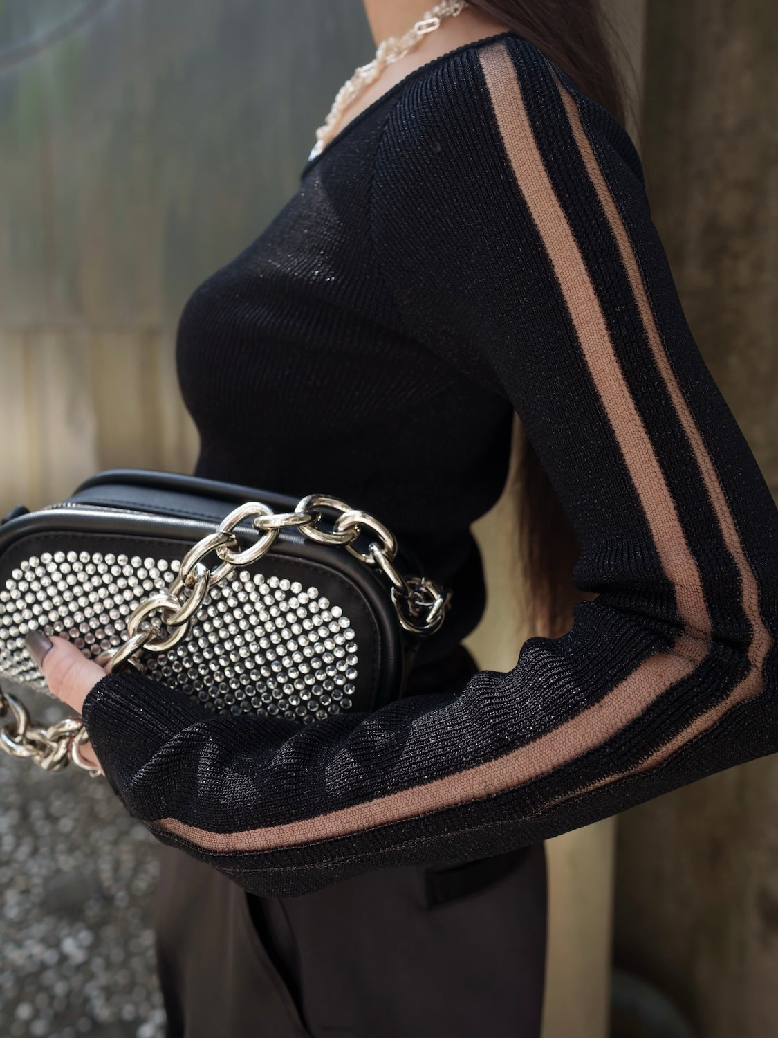 シアー Double ライン ラメニット