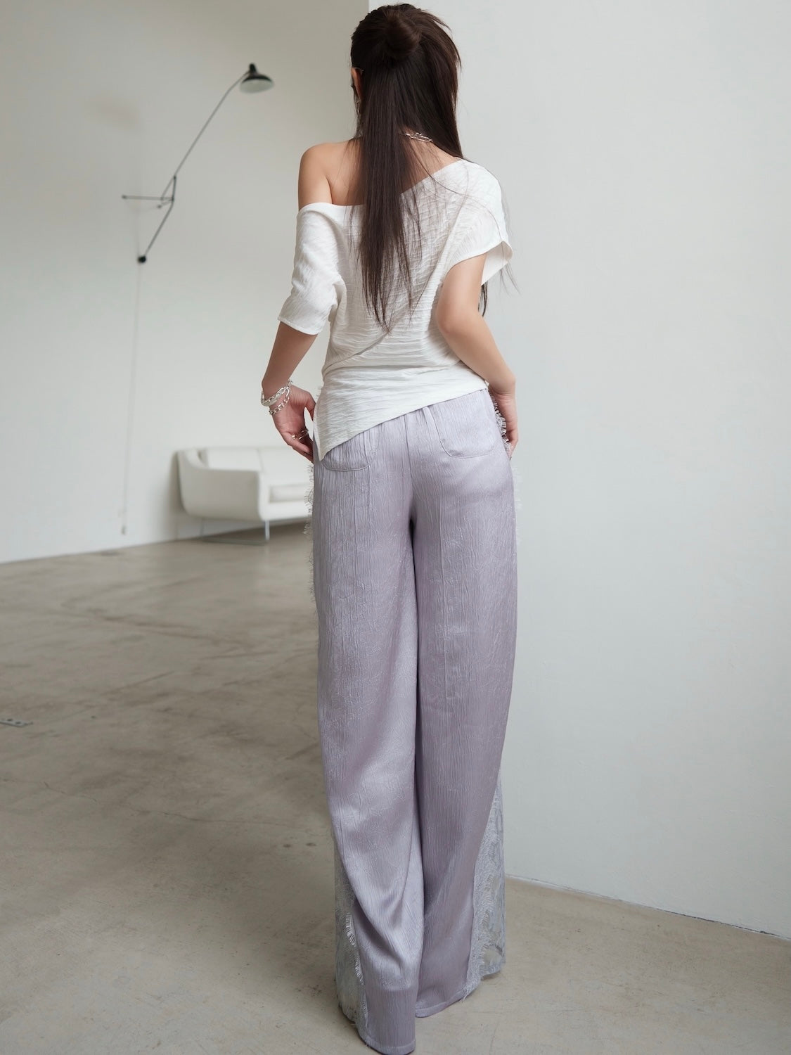 Switch レース サテン ワイドパンツ