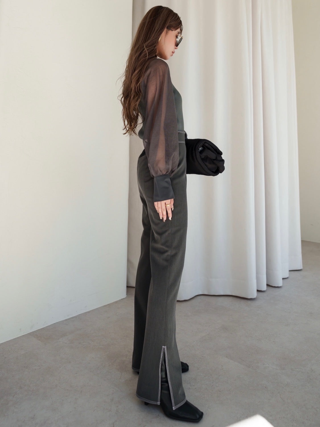 Eco-leather スクエア ショートブーツ