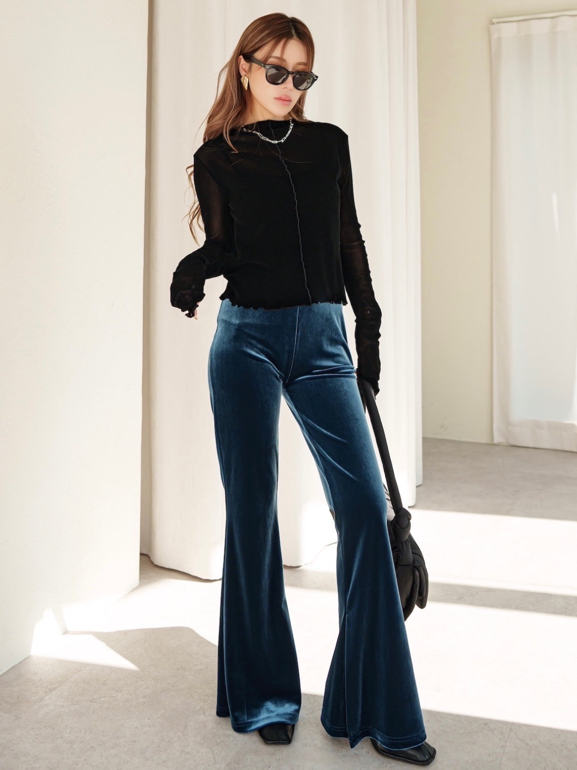 Tulle Flocked Sheer Top