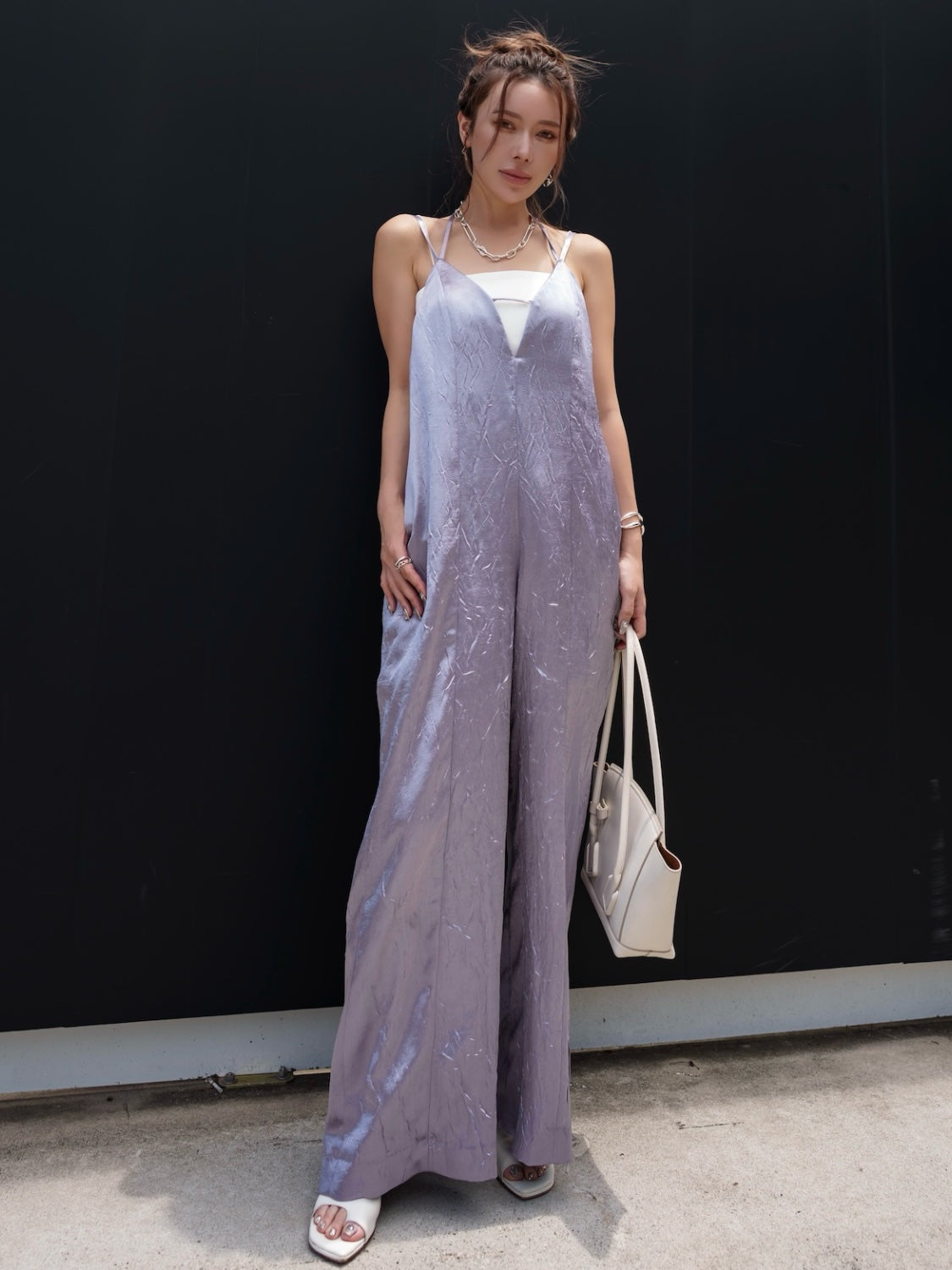 Glossy Washer Satin Romper