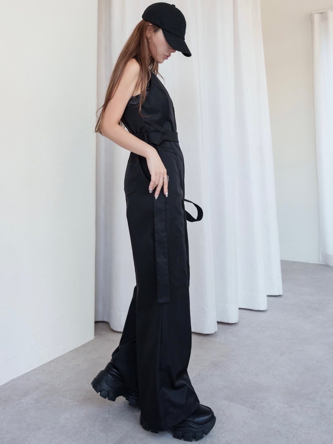 Point ストラップ サロペット