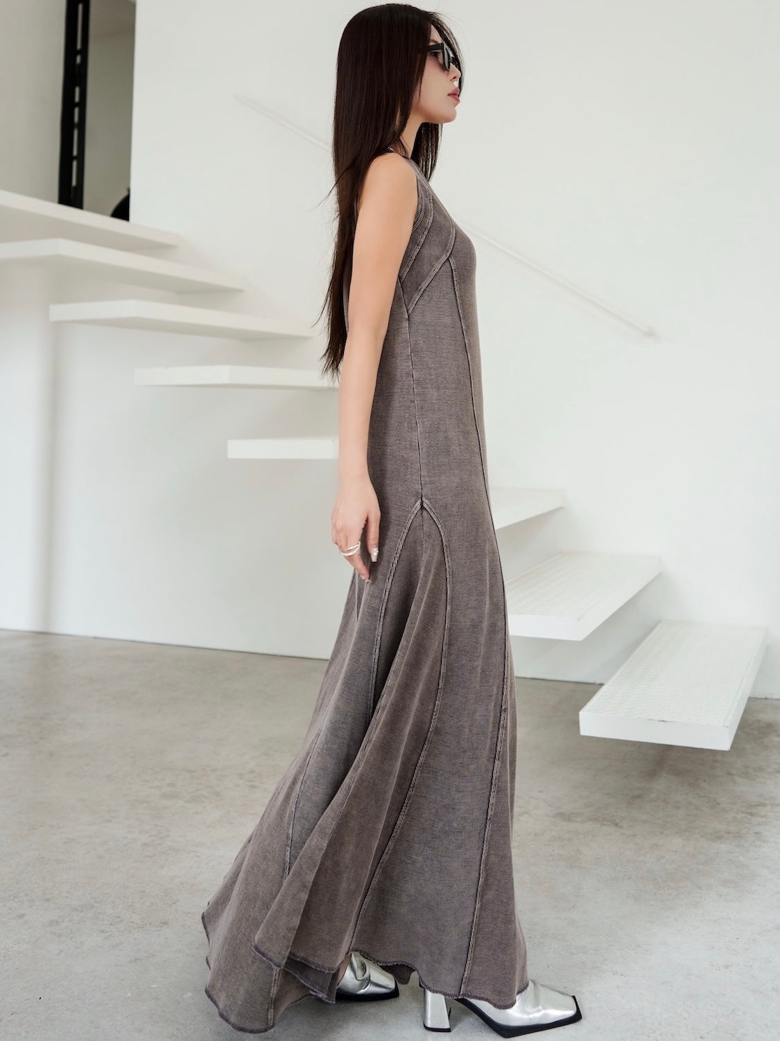 ピグメント Rib フレア ワンピース