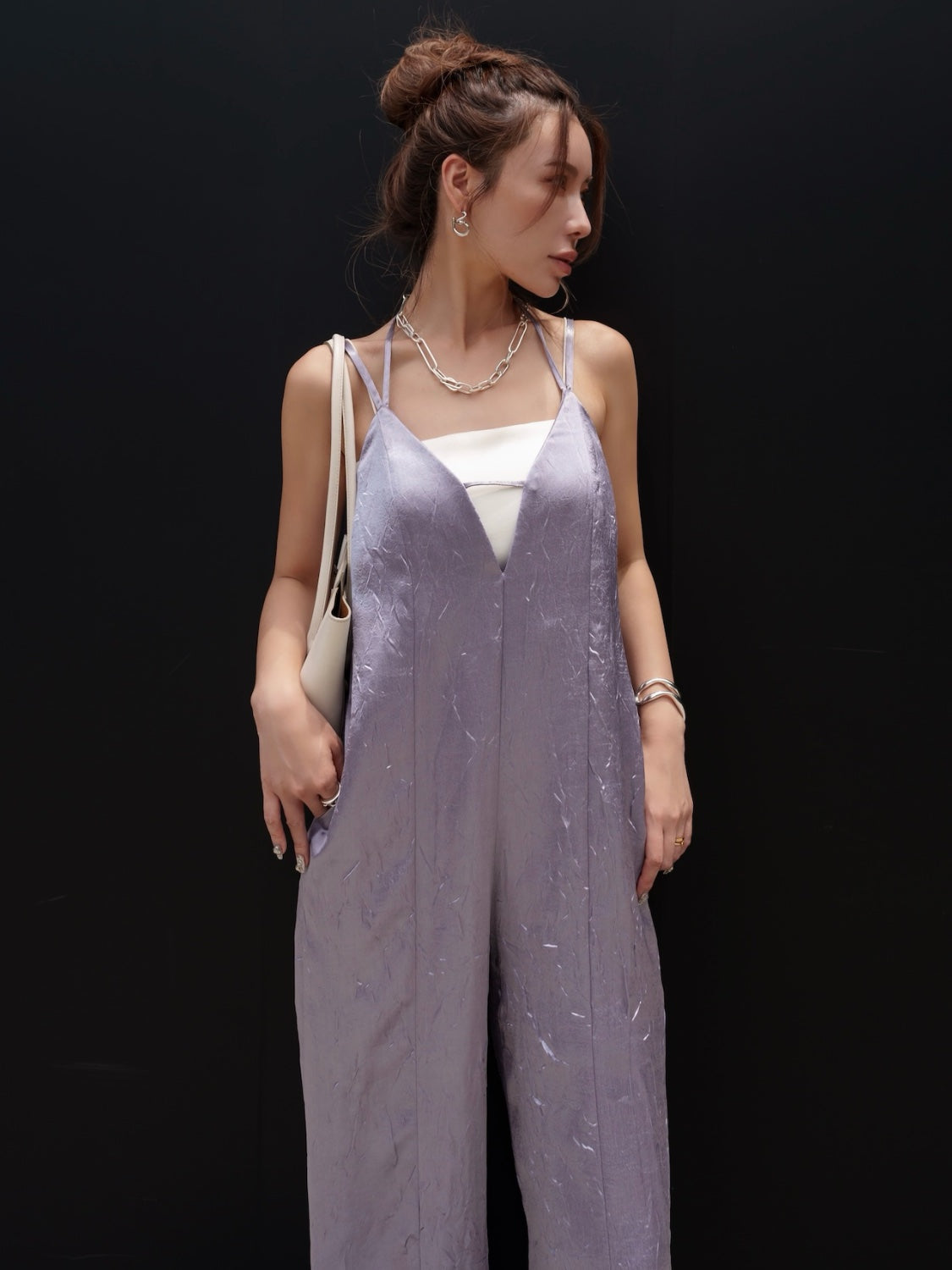 Glossy Washer Satin Romper