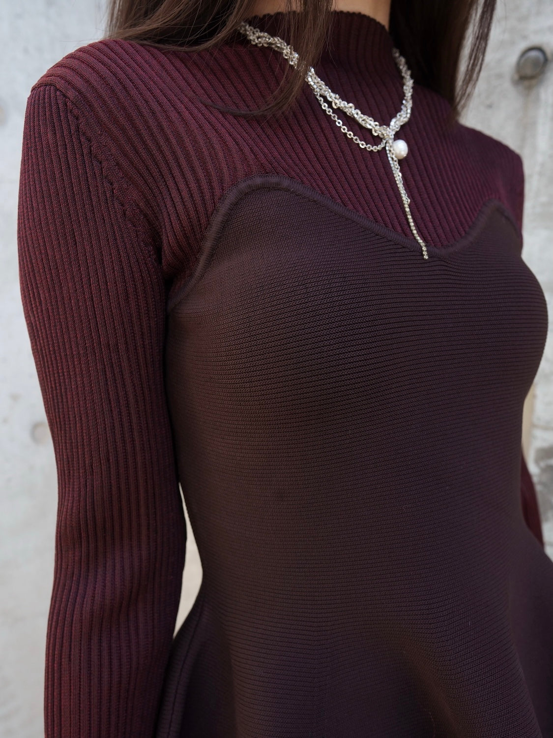 インターシャ ドッキング ペプラム KNIT