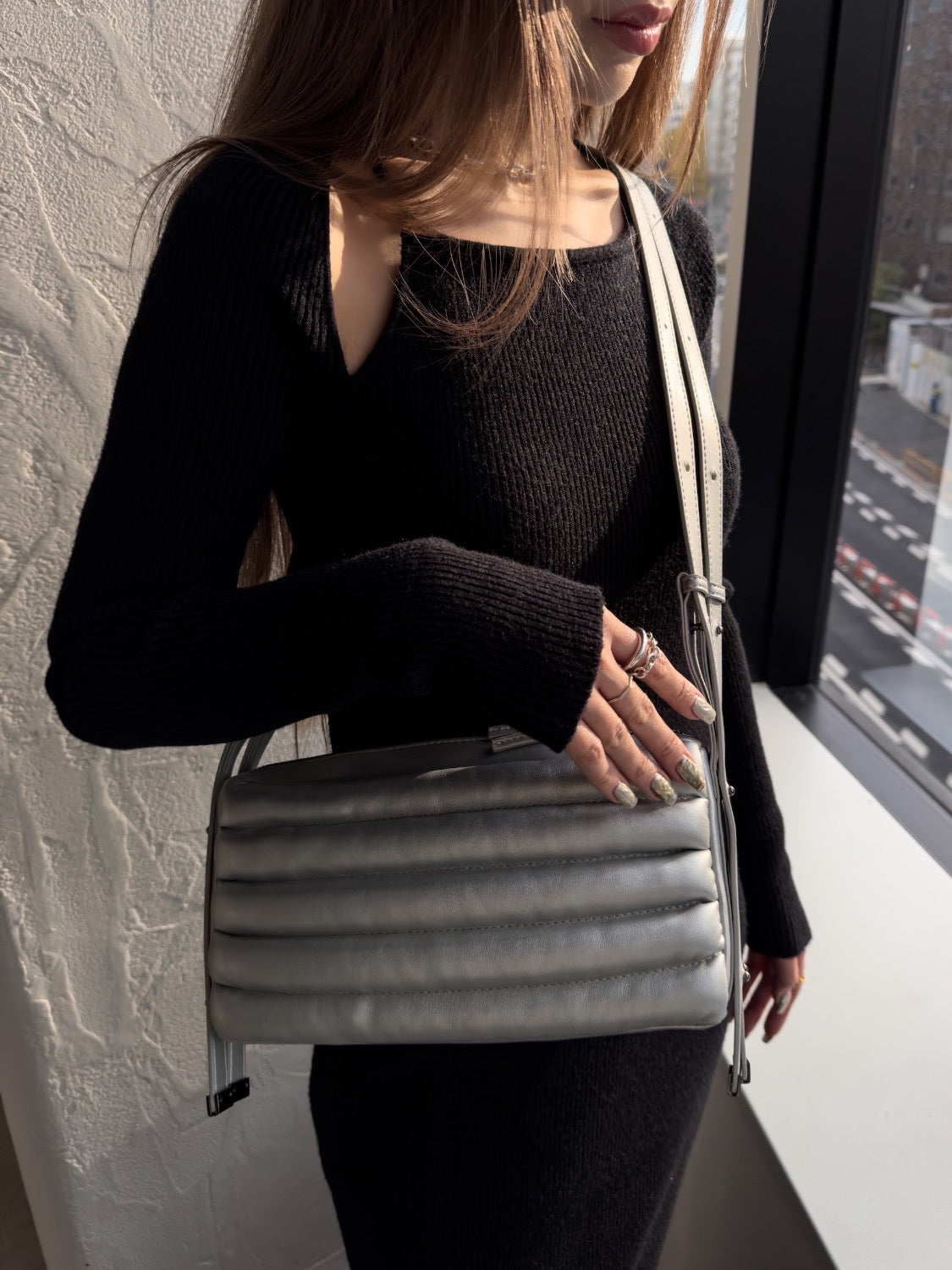 Quilted leather shoulder bag