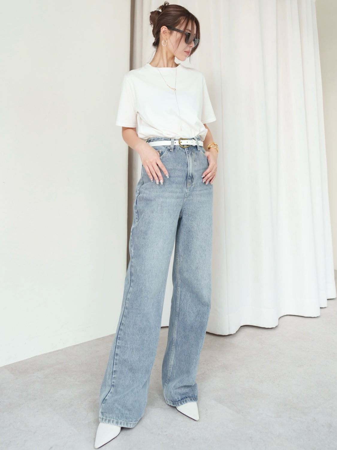 ウォッシュ ワイド プレーン Denim