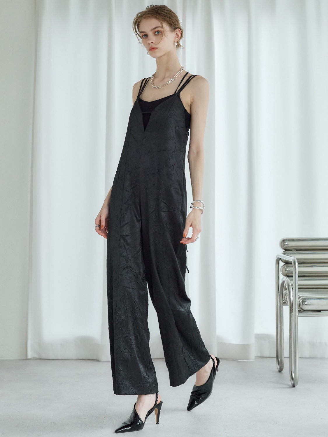 Glossy Washer Satin Romper