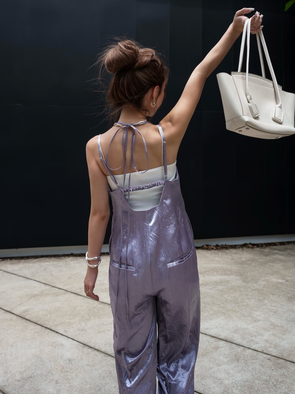 Glossy Washer Satin Romper