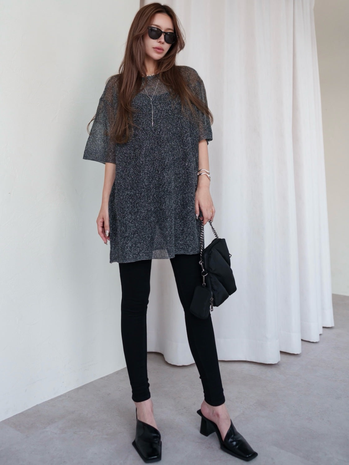 Sheer Knit Over T-shirt