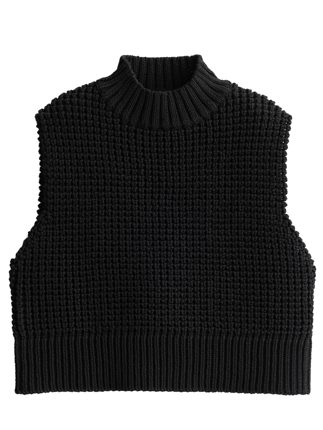 High neck waffle knit vest