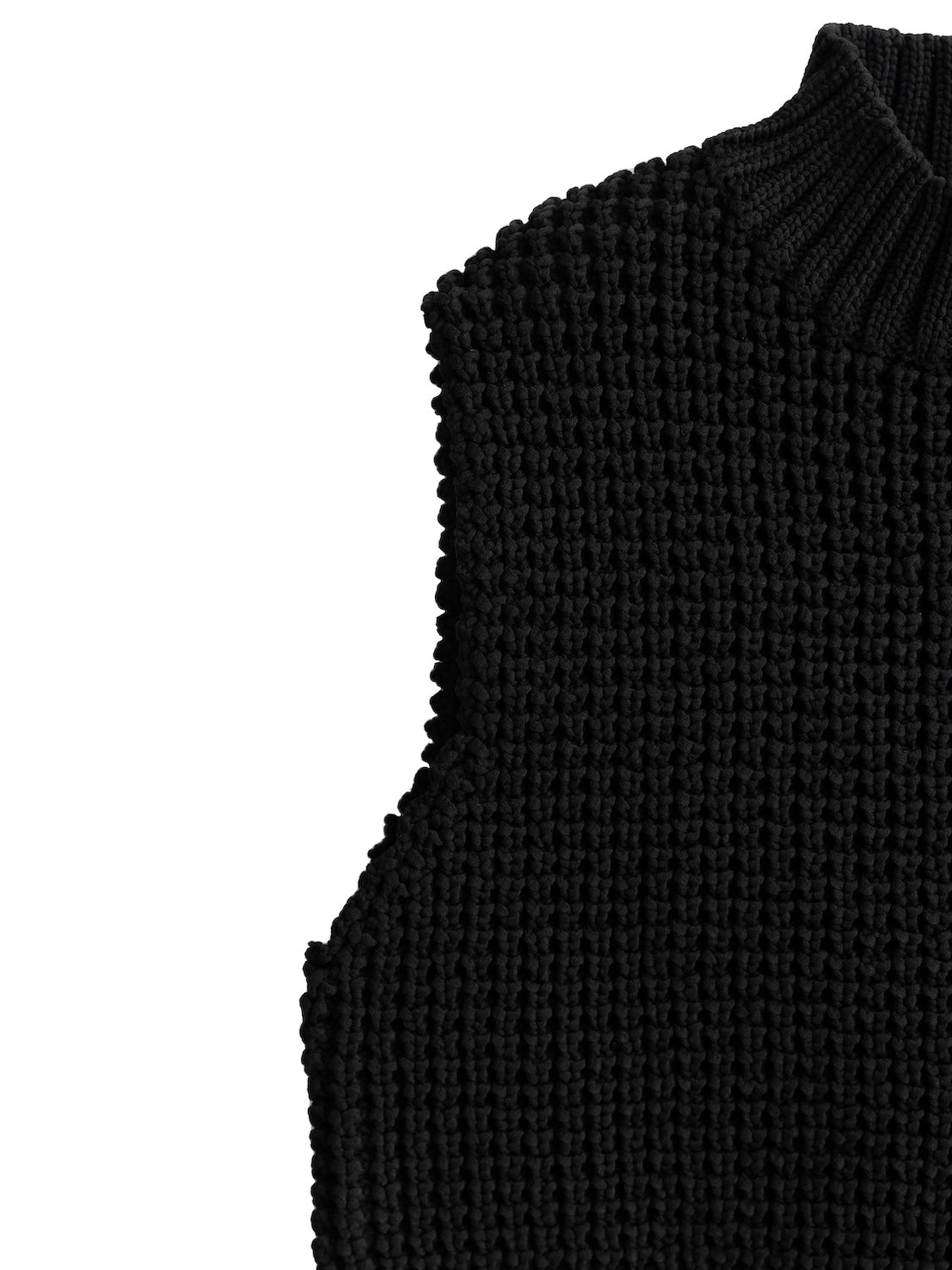 High neck waffle knit vest