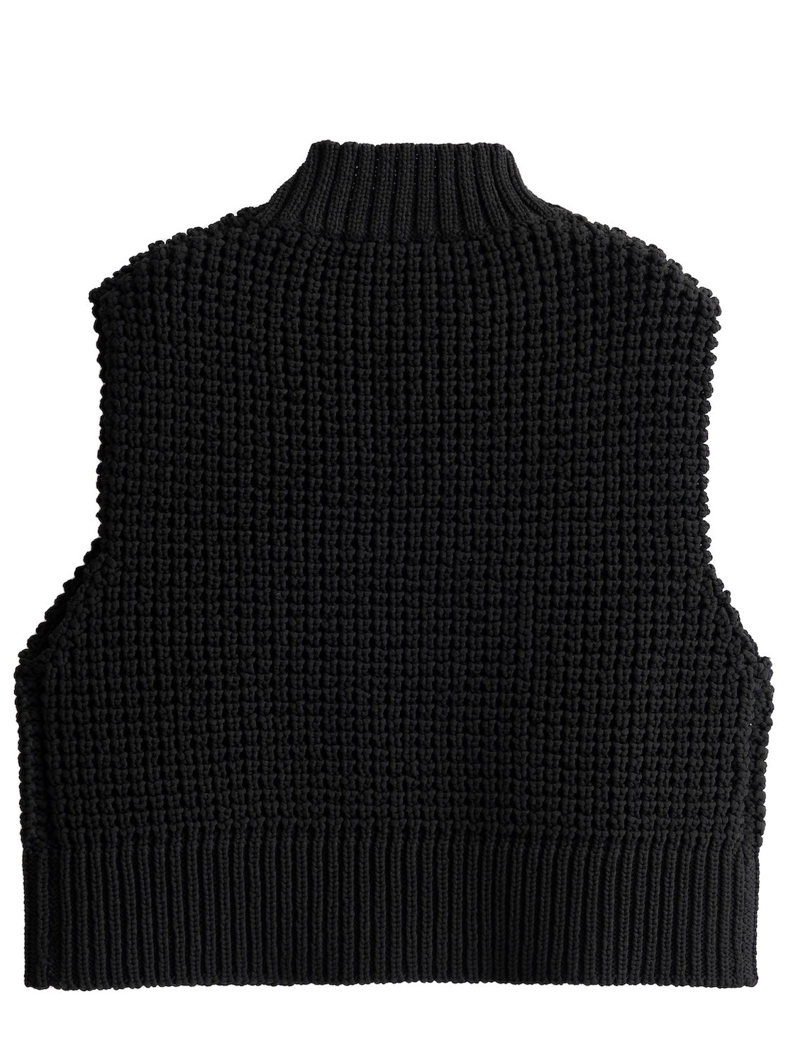 High neck waffle knit vest