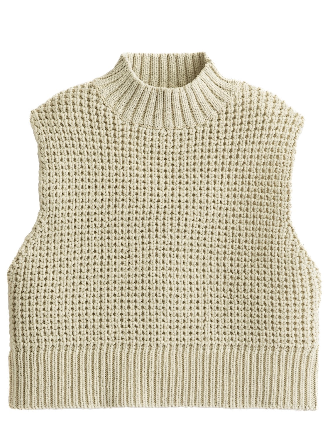 High neck waffle knit vest