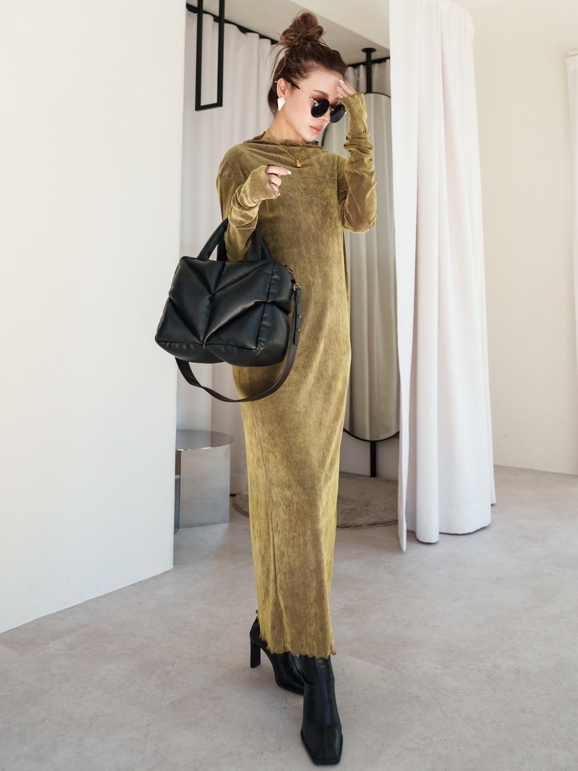 Eco-leather スクエア ショートブーツ