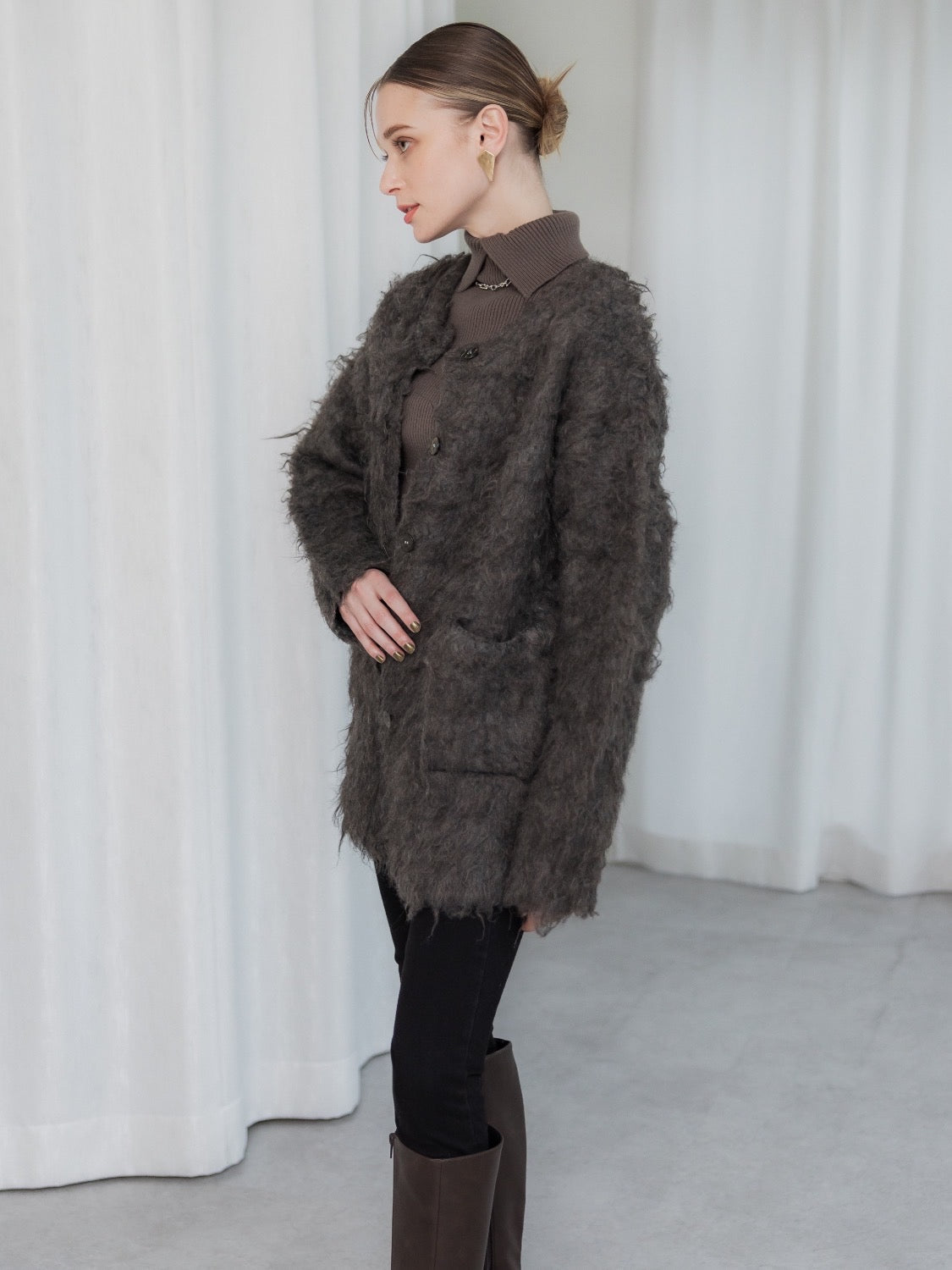 Wool Fur Cardigan