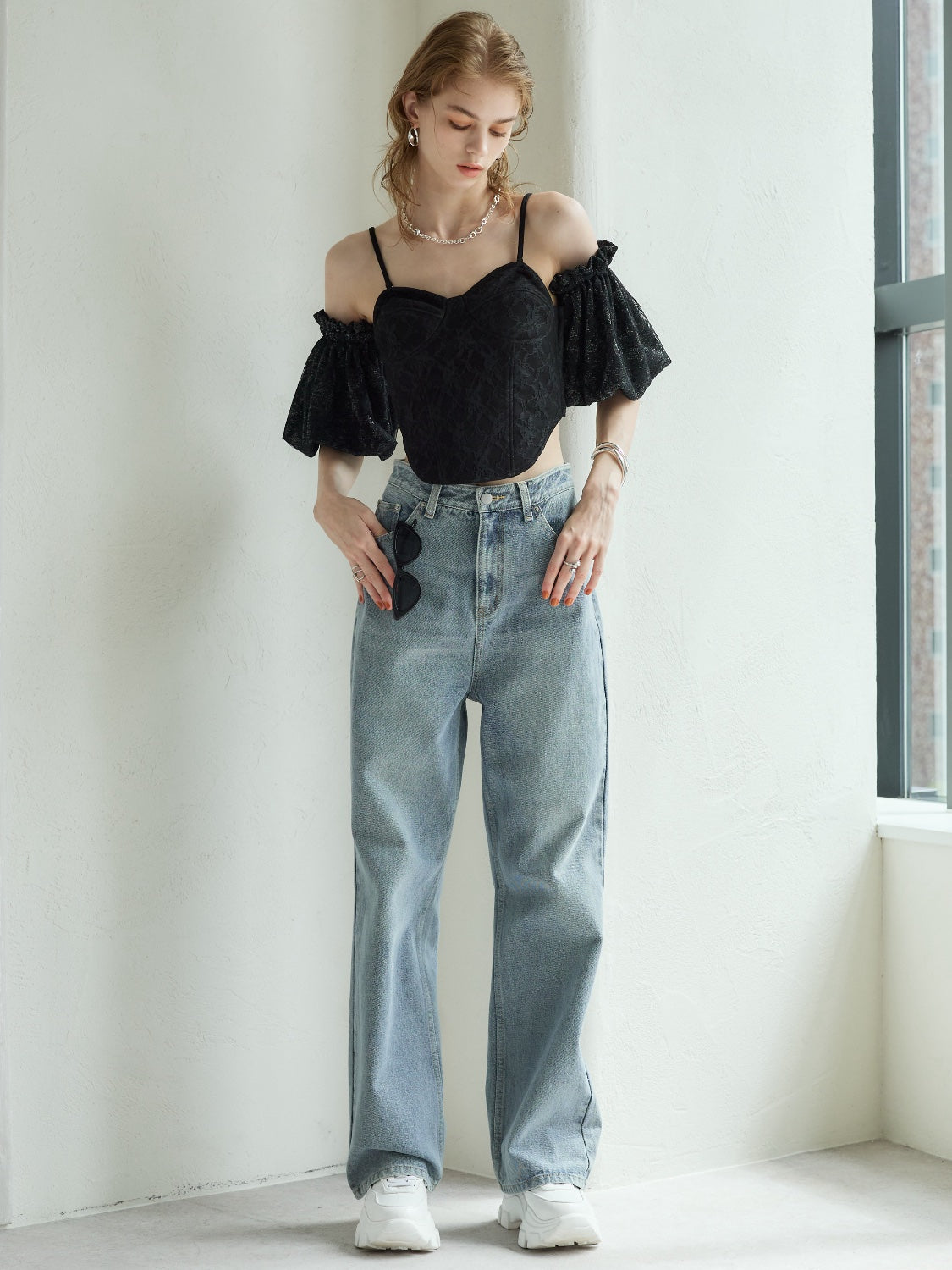 ウォッシュ ワイド プレーン Denim