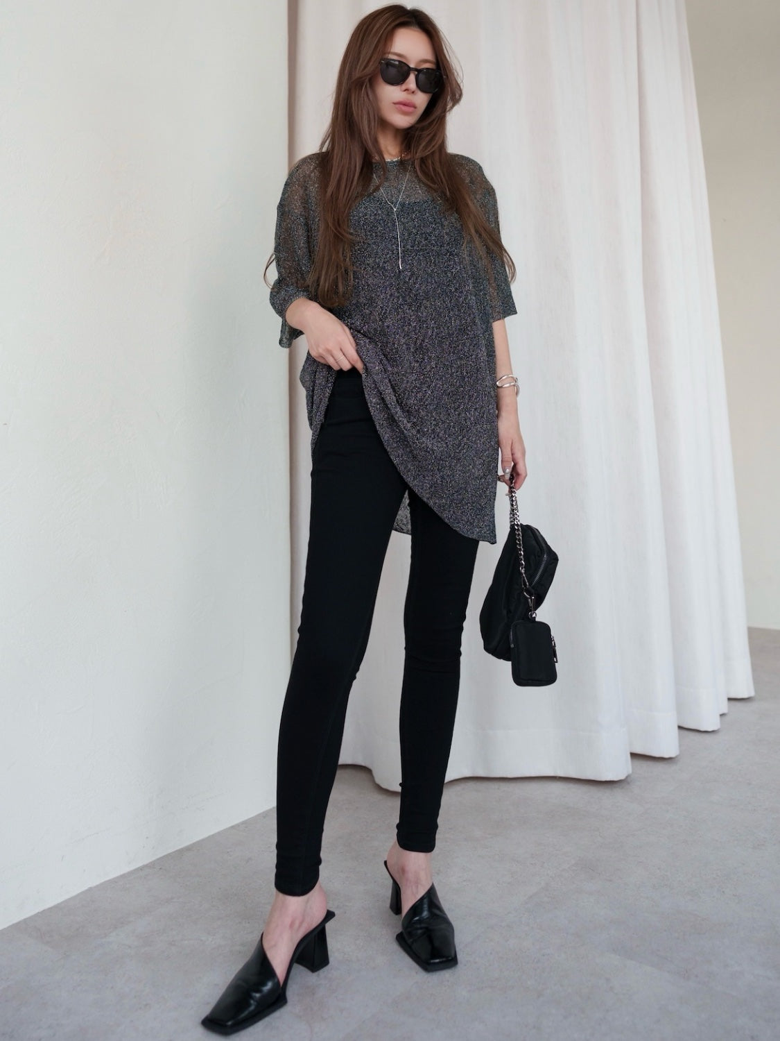 Sheer Knit Over T-shirt