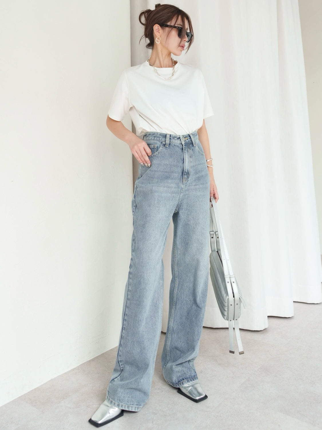 ウォッシュ ワイド プレーン Denim