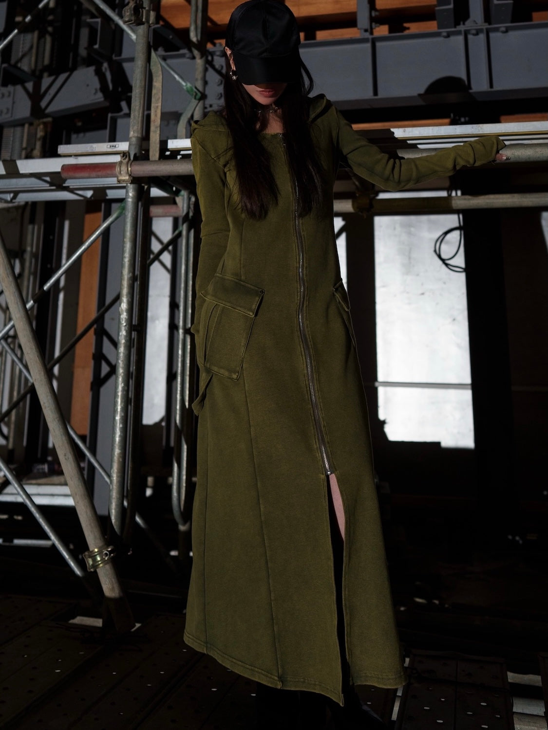 ピグメント Rib フーディー Zipワンピース