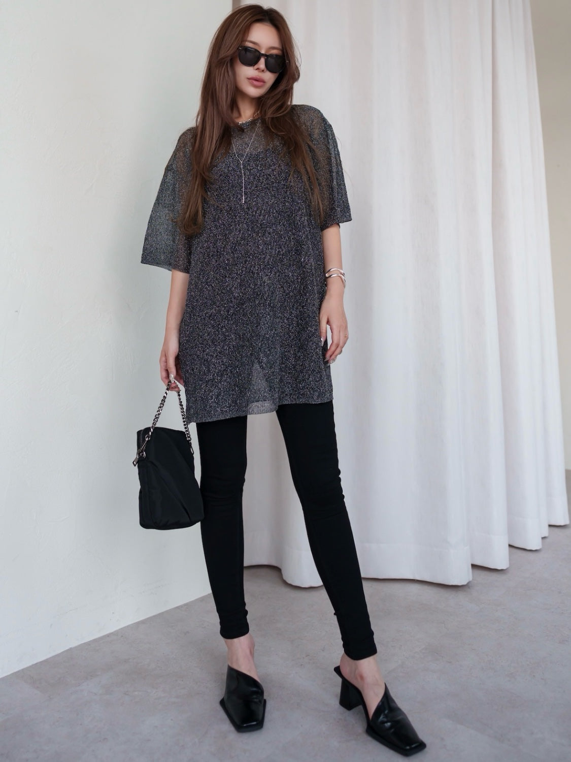 Sheer Knit Over T-shirt