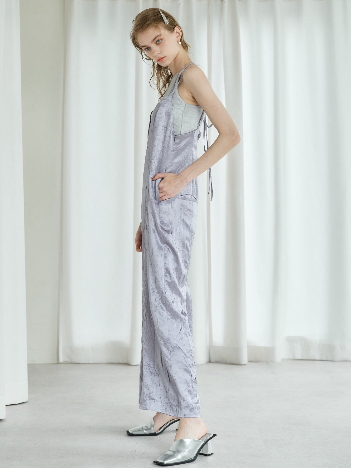 Glossy Washer Satin Romper