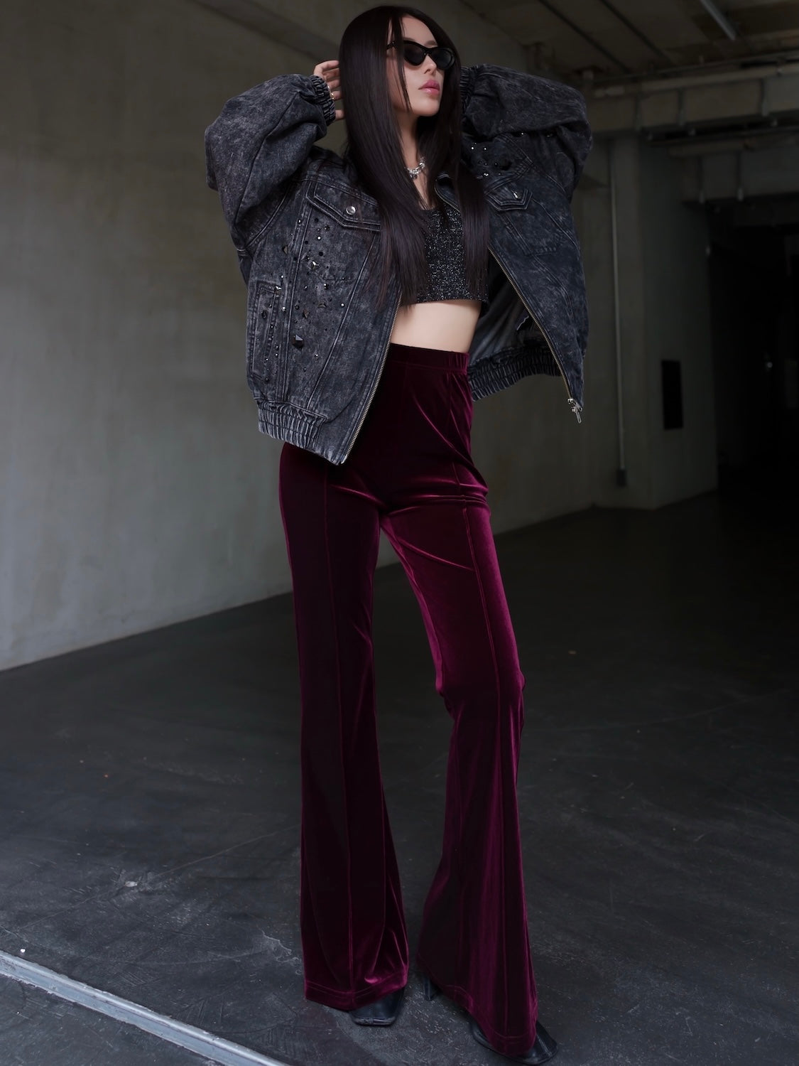 Relax フレア ベロアパンツ