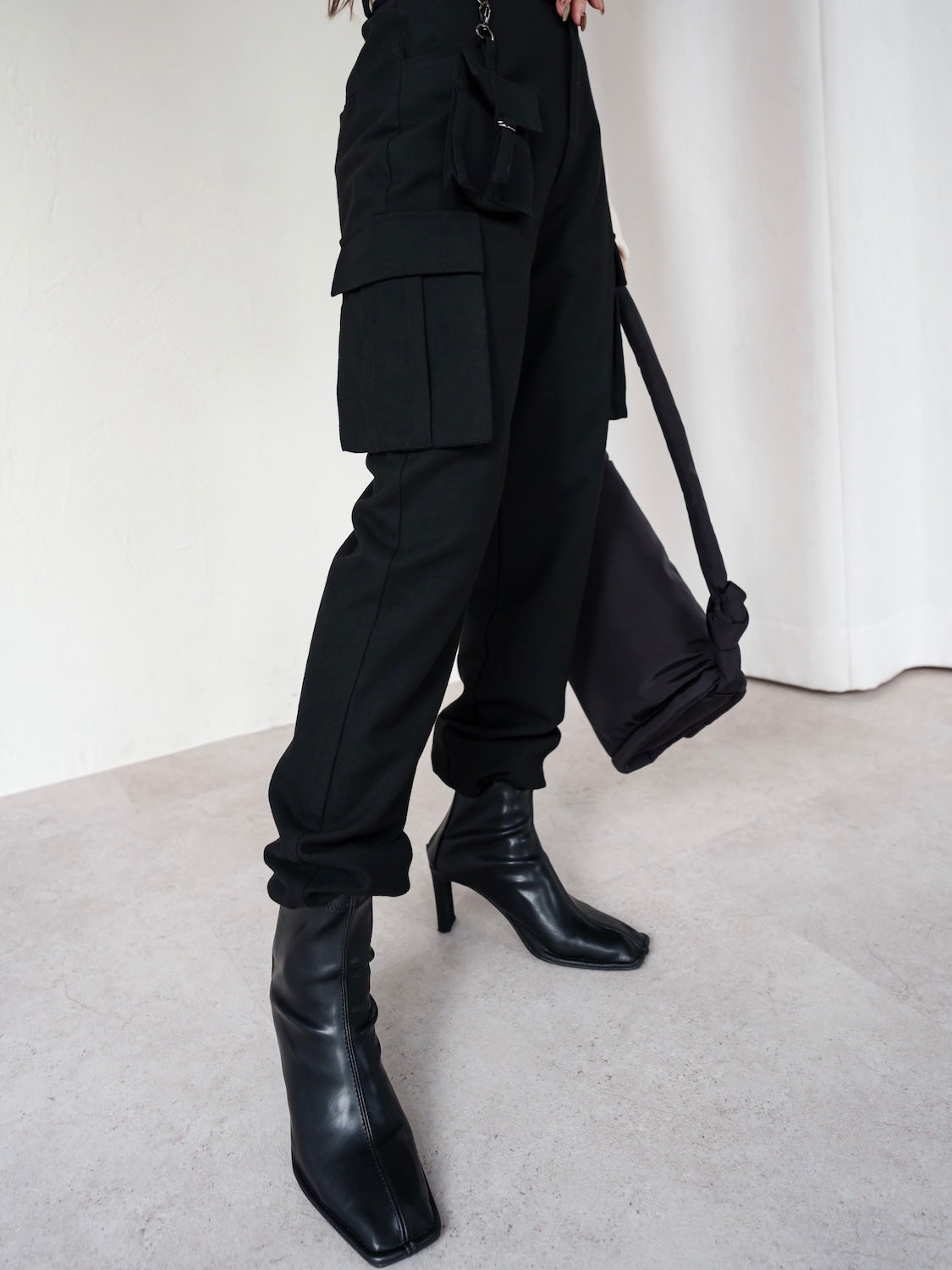 Eco-leather スクエア ショートブーツ