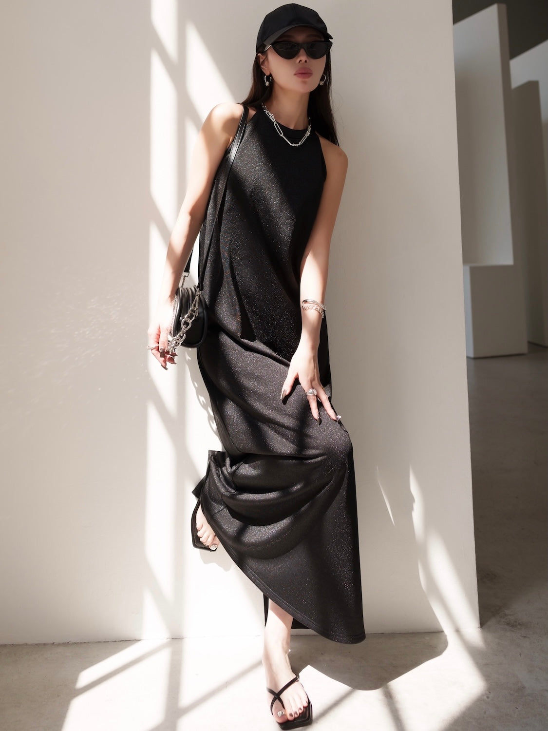 Basic ラメ カットソー ワンピース