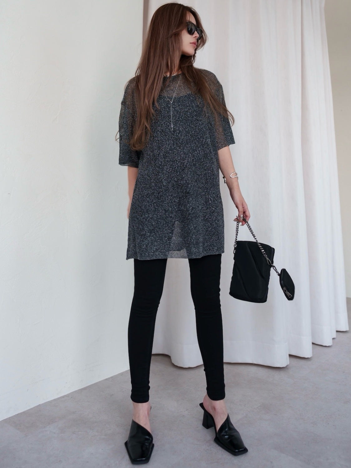 Sheer Knit Over T-shirt