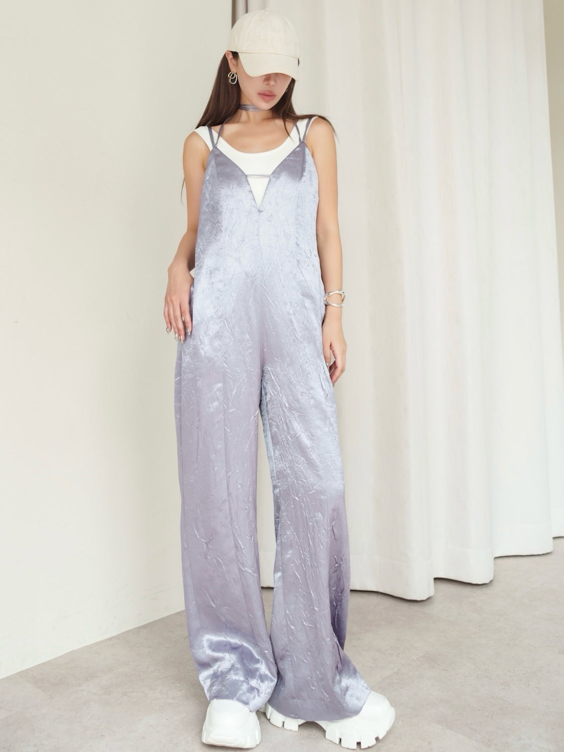 Glossy Washer Satin Romper