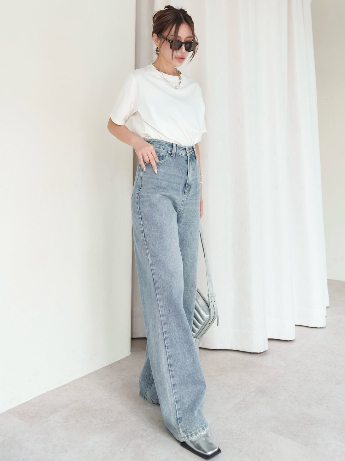 ウォッシュ ワイド プレーン Denim