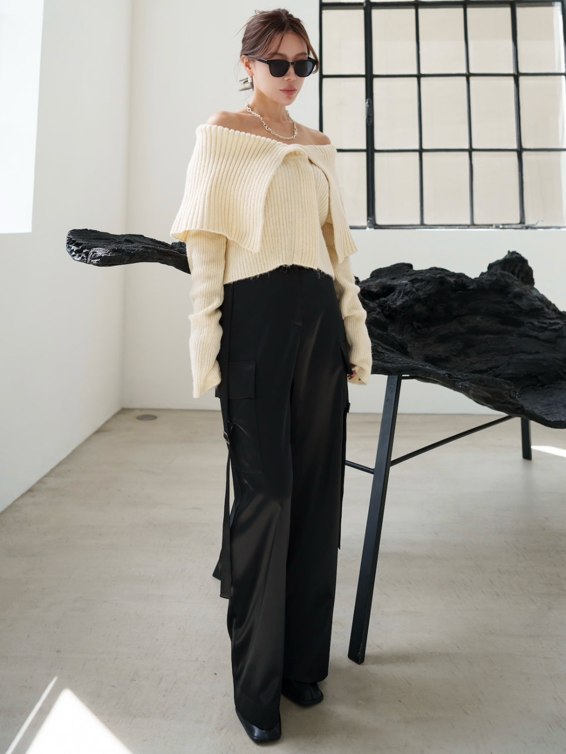 MODEL:159cm<br>COLOR:クリーム