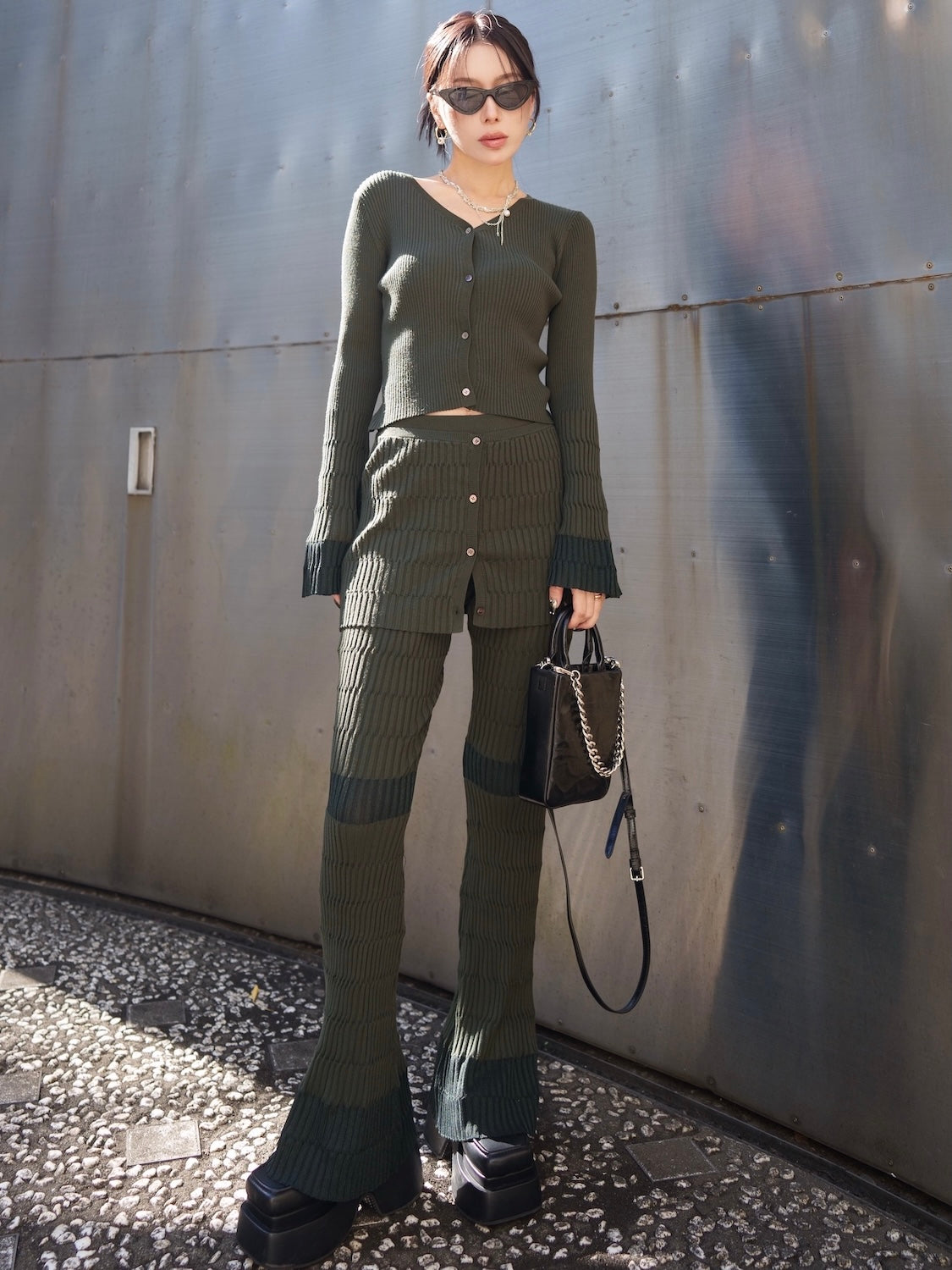 Multi シアー Ribニット セットアップ