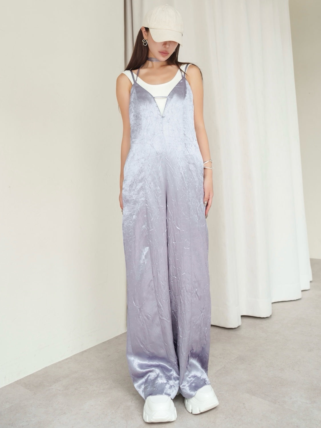 Glossy Washer Satin Romper