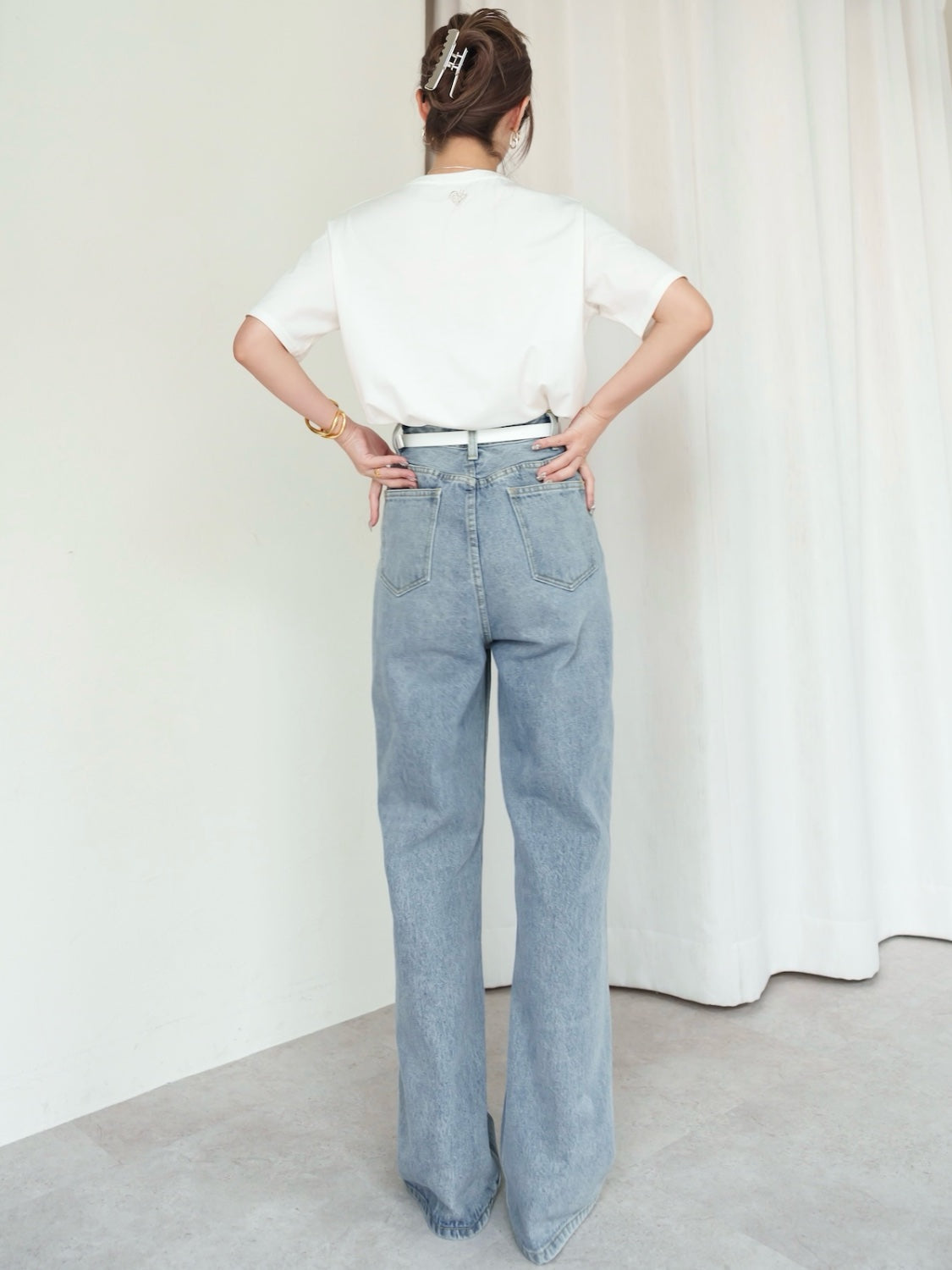ウォッシュ ワイド プレーン Denim