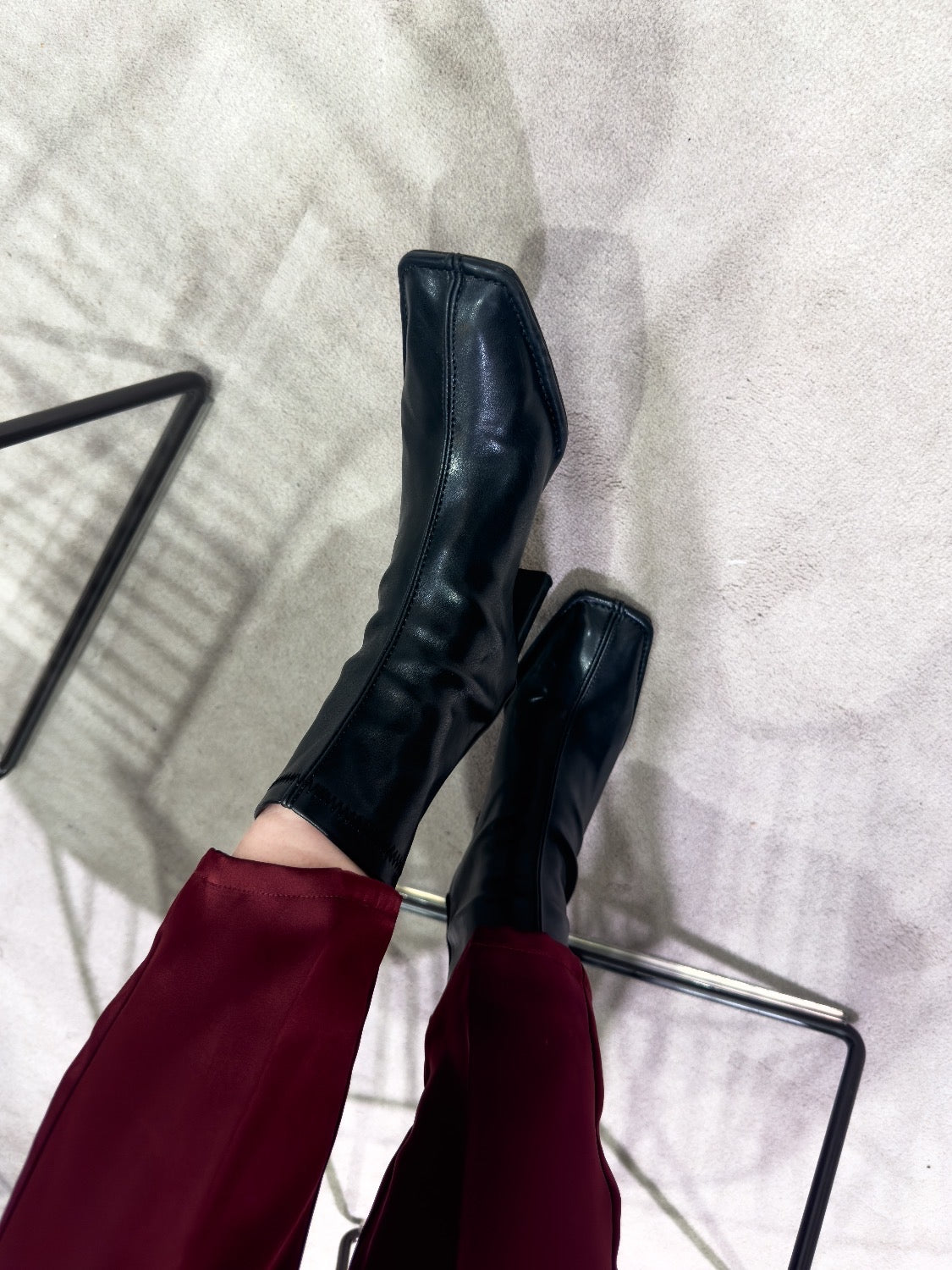 Eco-leather スクエア ショートブーツ