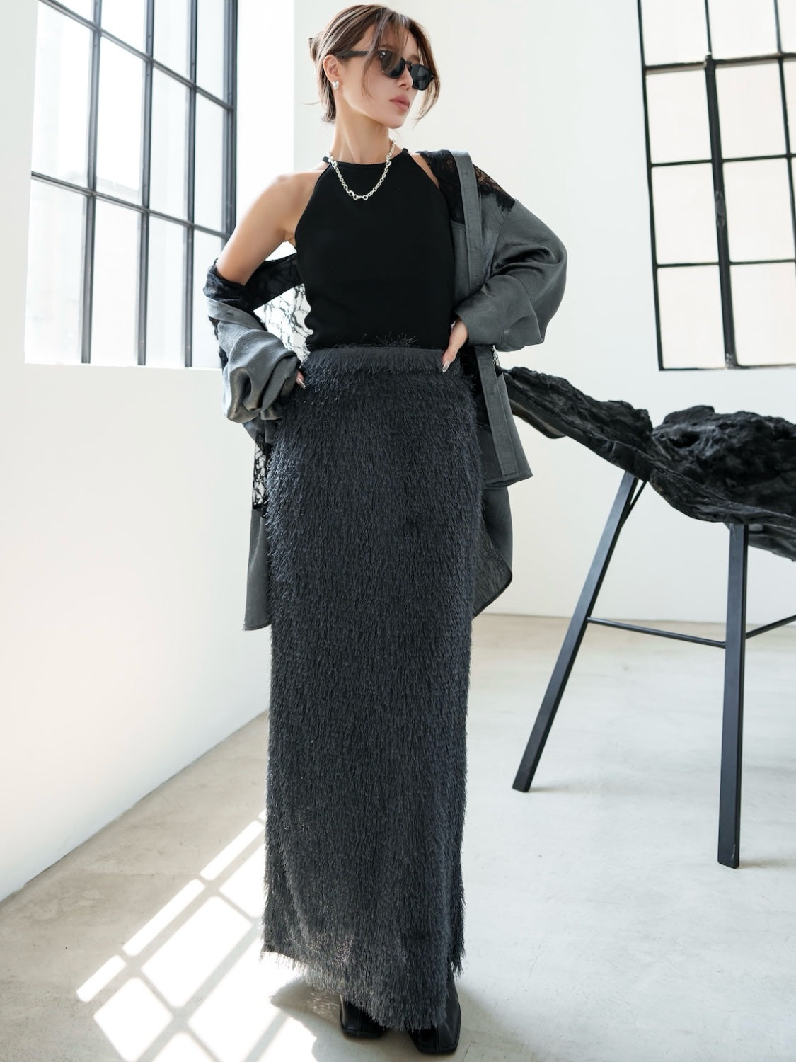 Relax Shaggy Long Skirt