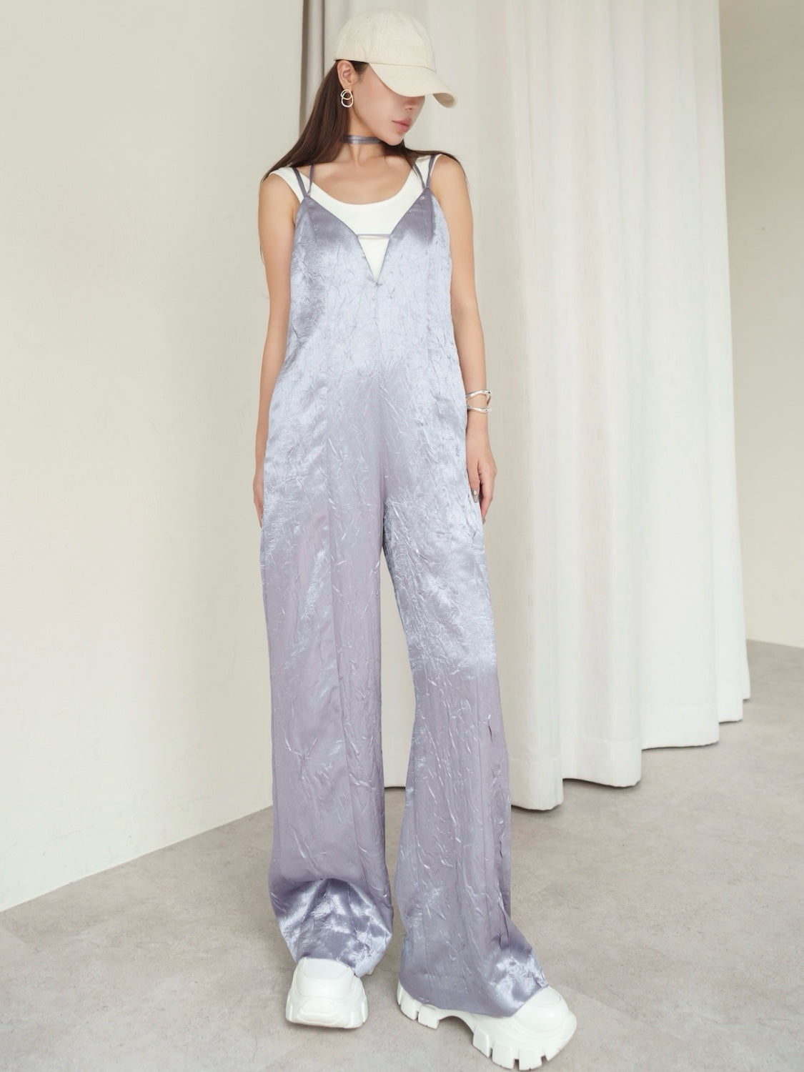 Glossy Washer Satin Romper