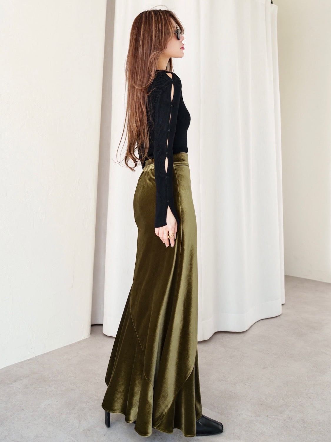 BUTTON-SLEEVE ニット トップス