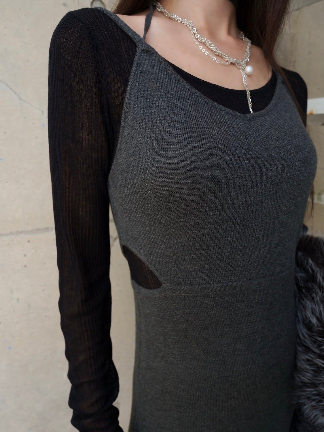 シアー ドッキング KNIT ワンピース